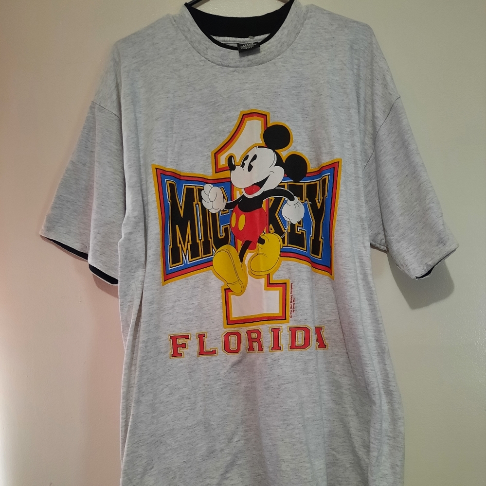 Vintage y2k "Mickey Florida 1" double collared Short Sleeve T-shirt (Men's XL)